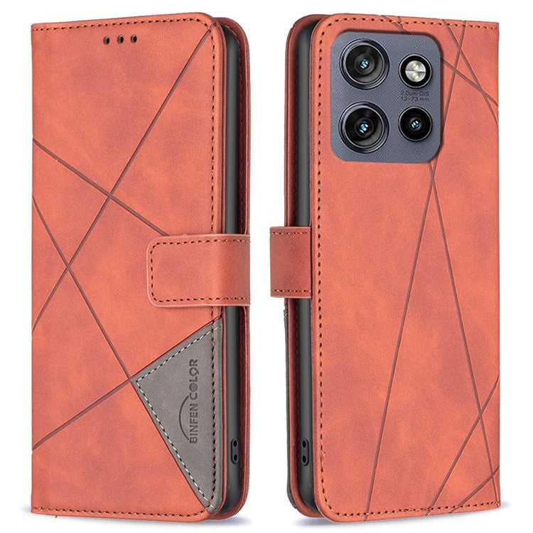 BINFEN COLOR BF05 For Motorola Edge 50 Neo 5G / Moto S50 5G / Thinkphone 25 5G Case Leather Phone Cover Wallet Stand - Brown