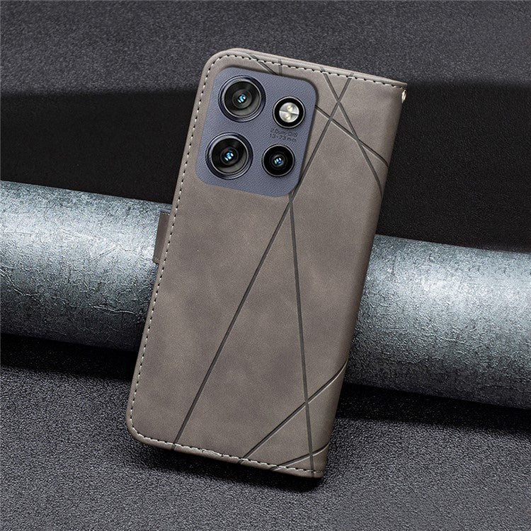 BINFEN COLOR BF05 For Motorola Edge 50 Neo 5G / Moto S50 5G / Thinkphone 25 5G Case Leather Phone Cover Wallet Stand - Grey