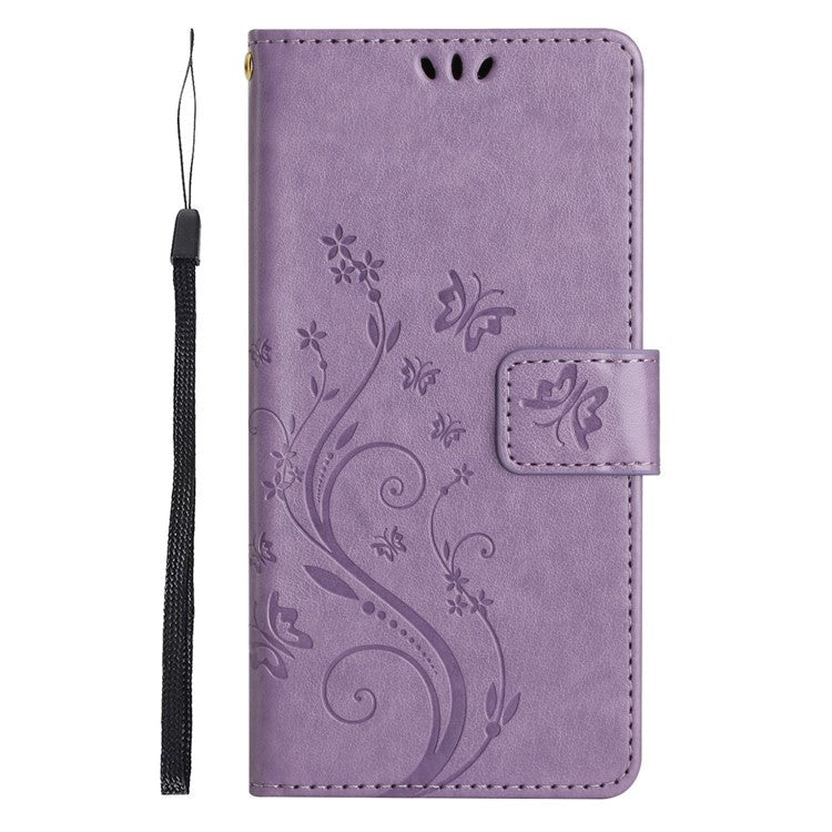 For Xiaomi Poco C75 4G / Redmi 14R 5G / 14C 4G Case Pattern Imprint PU Leather Phone Wallet Cover with Strap - Light Purple