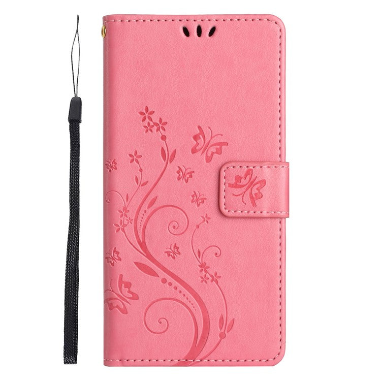For Xiaomi Poco C75 4G / Redmi 14R 5G / 14C 4G Case Pattern Imprint PU Leather Phone Wallet Cover with Strap - Pink