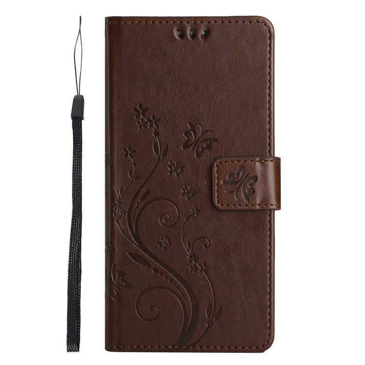 For Xiaomi Poco C75 4G / Redmi 14R 5G / 14C 4G Case Pattern Imprint PU Leather Phone Wallet Cover with Strap - Brown