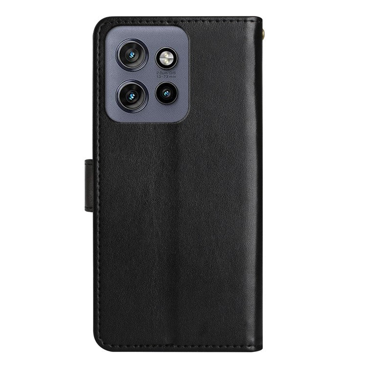 For Motorola Edge 50 Neo 5G / Moto S50 5G / Thinkphone 25 5G Case Pattern Imprint PU Leather Phone Wallet Cover with Strap - Black