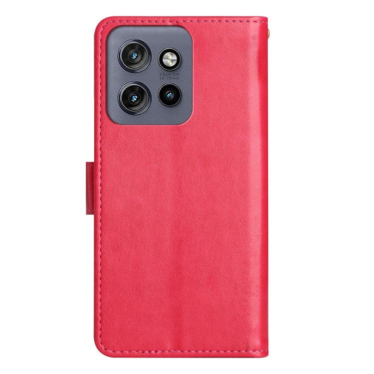 For Motorola Edge 50 Neo 5G / Moto S50 5G / Thinkphone 25 5G Case Pattern Imprint PU Leather Phone Wallet Cover with Strap - Red