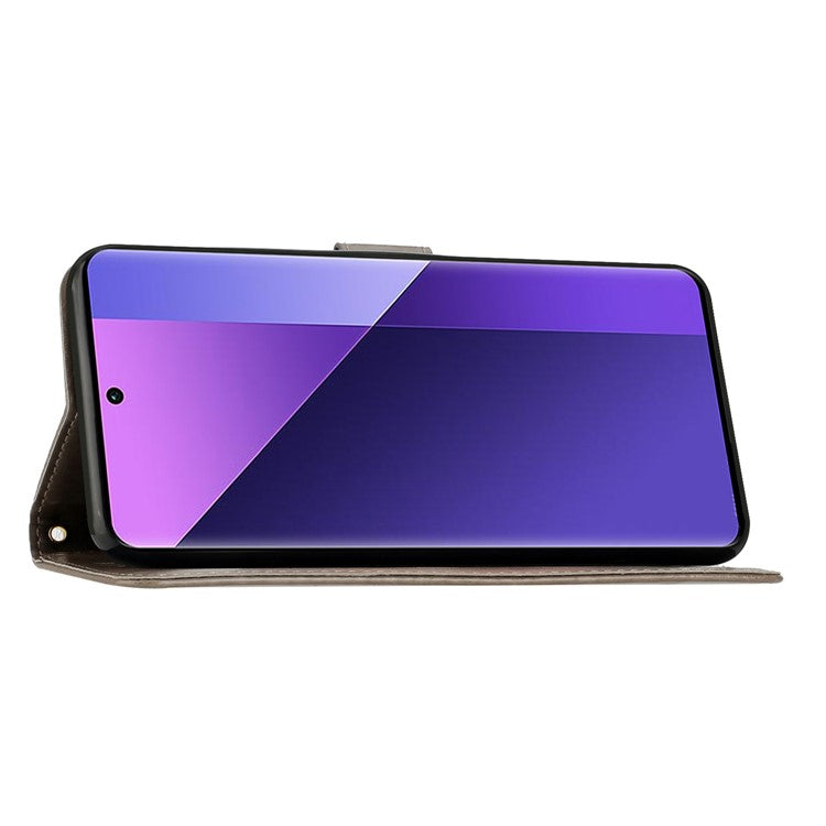 For Motorola Edge 50 Neo 5G / Moto S50 5G / Thinkphone 25 5G Case Pattern Imprint PU Leather Phone Wallet Cover with Strap - Grey