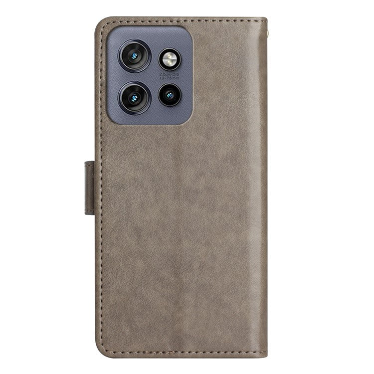 For Motorola Edge 50 Neo 5G / Moto S50 5G / Thinkphone 25 5G Case Pattern Imprint PU Leather Phone Wallet Cover with Strap - Grey