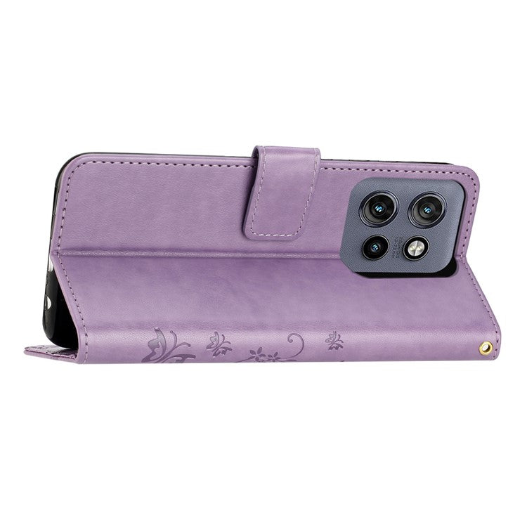 For Motorola Edge 50 Neo 5G / Moto S50 5G / Thinkphone 25 5G Case Pattern Imprint PU Leather Phone Wallet Cover with Strap - Light Purple