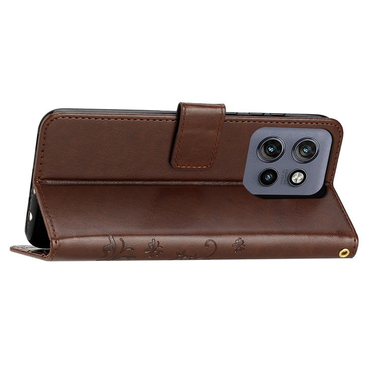 For Motorola Edge 50 Neo 5G / Moto S50 5G / Thinkphone 25 5G Case Pattern Imprint PU Leather Phone Wallet Cover with Strap - Brown