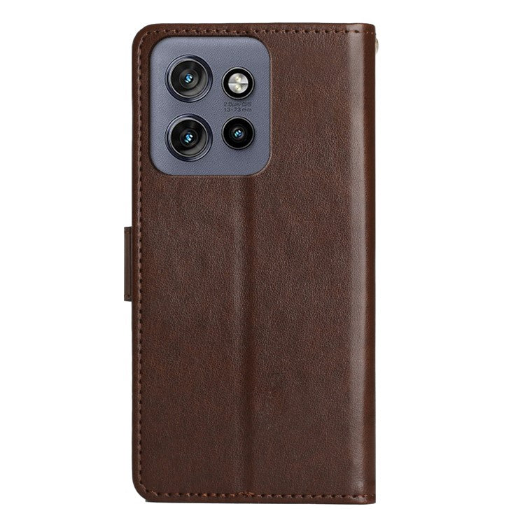 For Motorola Edge 50 Neo 5G / Moto S50 5G / Thinkphone 25 5G Case Pattern Imprint PU Leather Phone Wallet Cover with Strap - Brown