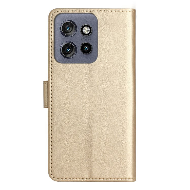 For Motorola Edge 50 Neo 5G / Moto S50 5G / Thinkphone 25 5G Case Pattern Imprint PU Leather Phone Wallet Cover with Strap - Gold