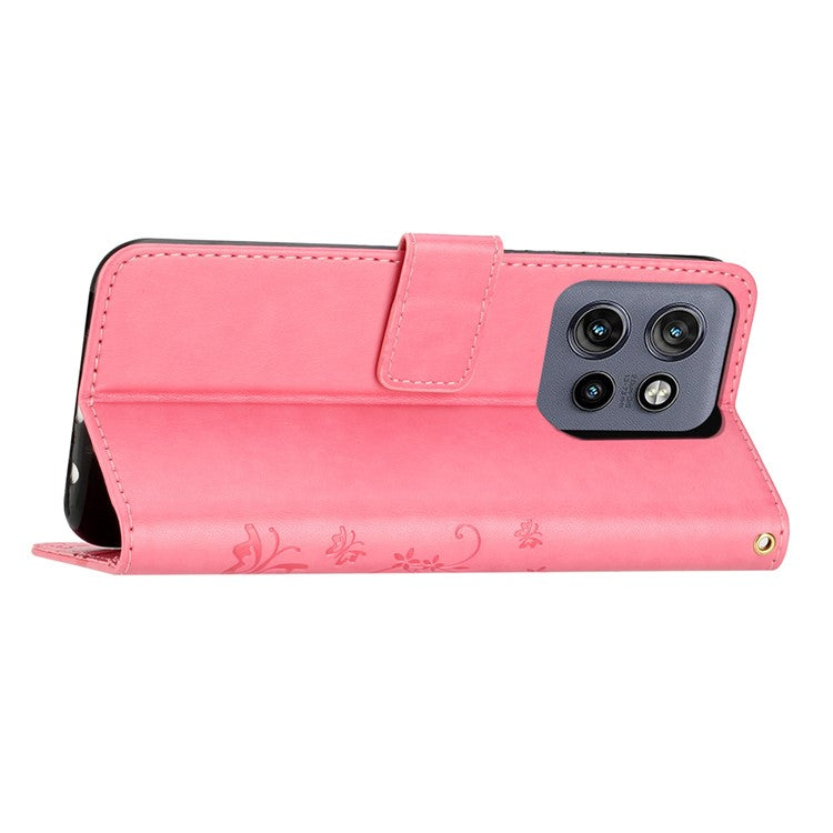 For Motorola Edge 50 Neo 5G / Moto S50 5G / Thinkphone 25 5G Case Pattern Imprint PU Leather Phone Wallet Cover with Strap - Pink