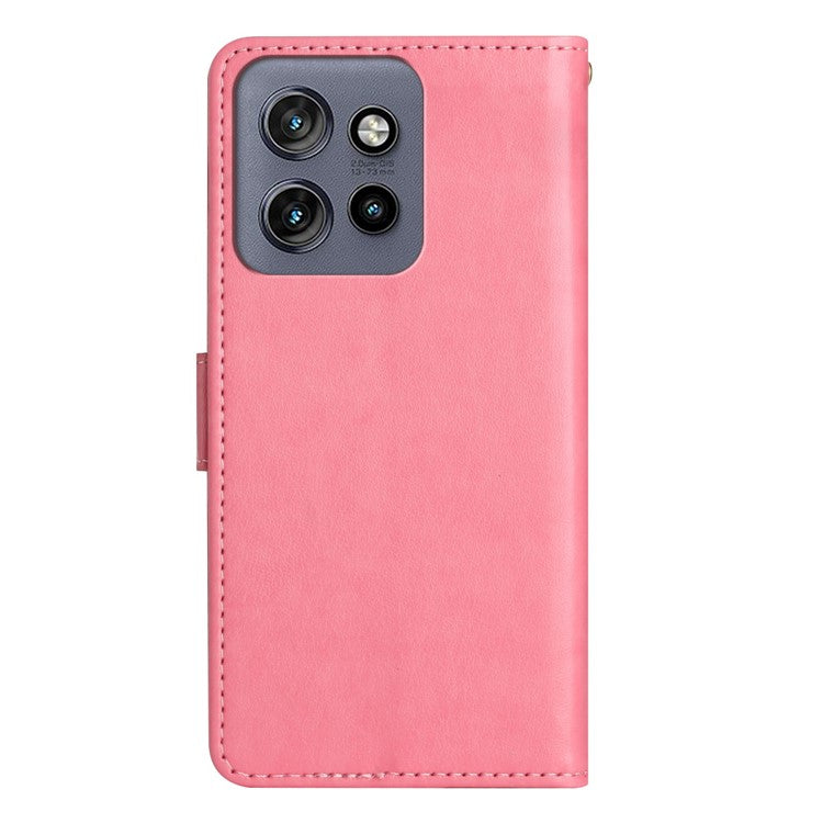 For Motorola Edge 50 Neo 5G / Moto S50 5G / Thinkphone 25 5G Case Pattern Imprint PU Leather Phone Wallet Cover with Strap - Pink