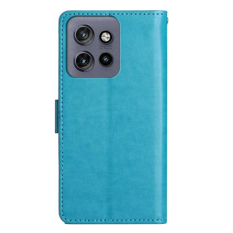 For Motorola Edge 50 Neo 5G / Moto S50 5G / Thinkphone 25 5G Case Pattern Imprint PU Leather Phone Wallet Cover with Strap - Blue