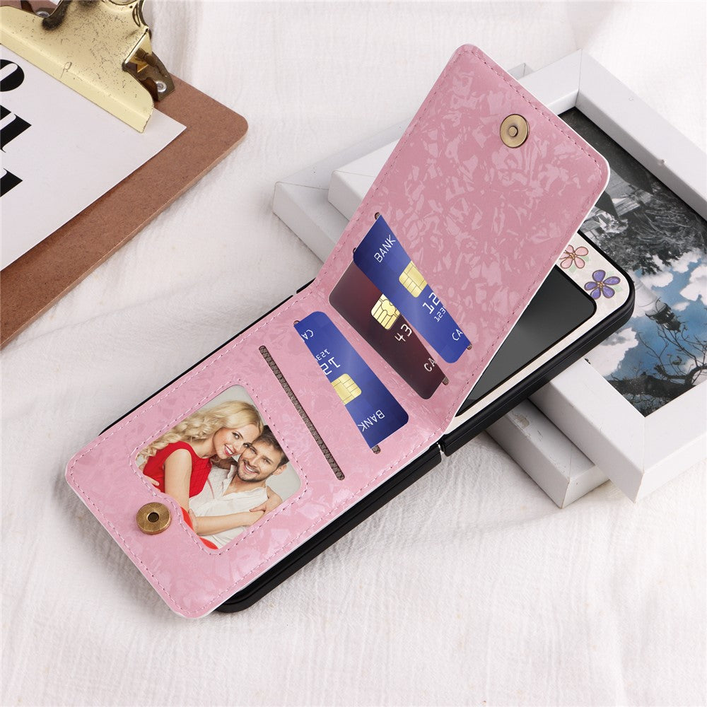 For Samsung Galaxy Z Flip7 FE 5G / Z Flip6 5G / Flip5 5G Case Flower Pattern PU+TPU Phone Cover Card Slots - Flowers