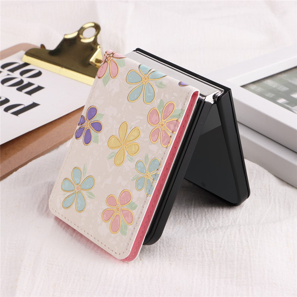 For Samsung Galaxy Z Flip7 FE 5G / Z Flip6 5G / Flip5 5G Case Flower Pattern PU+TPU Phone Cover Card Slots - Flowers