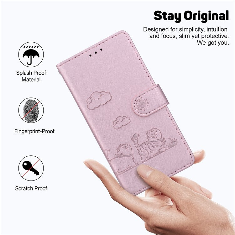 For iPhone 16 Pro Case RFID Blocking Kitten Pattern TPU+PU Leather Phone Cover - Pink