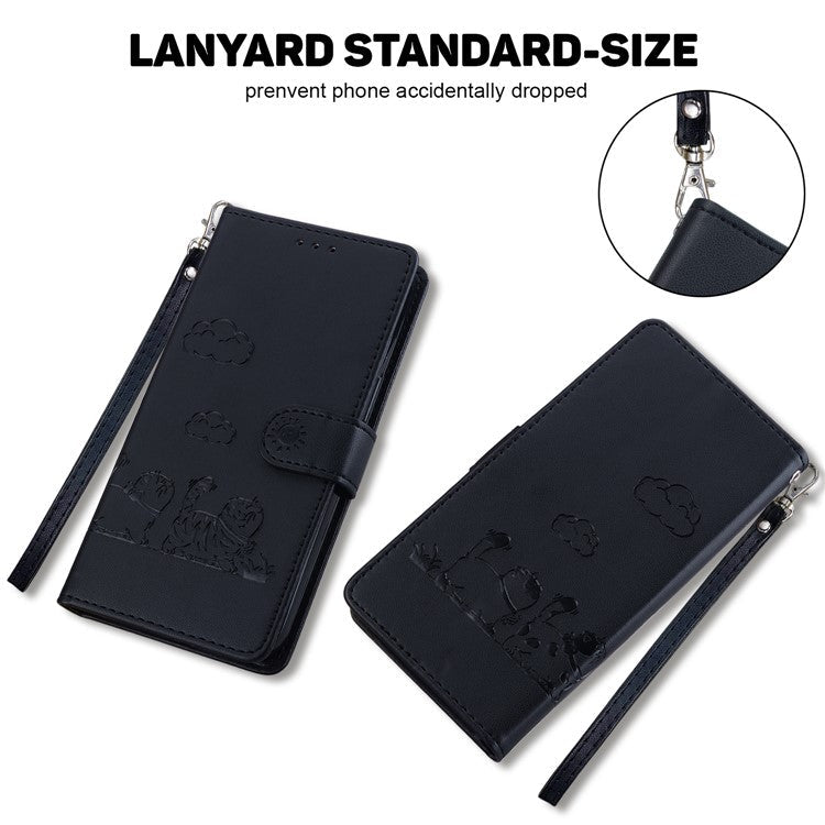 For Motorola Edge 50 Neo 5G / Moto S50 5G / Thinkphone 25 5G Case RFID Blocking Kitten Pattern TPU+PU Leather Phone Cover - Black
