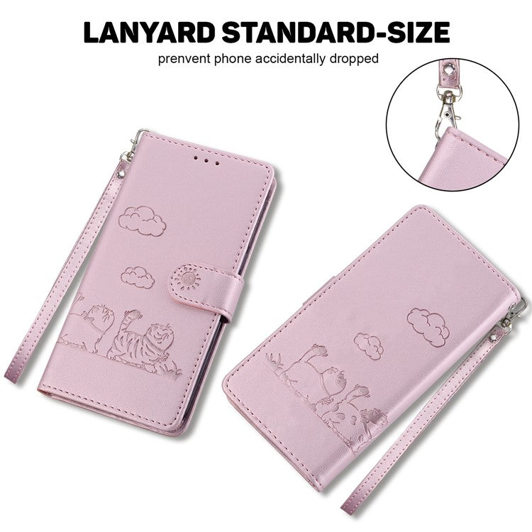 For Motorola Edge 50 Neo 5G / Moto S50 5G / Thinkphone 25 5G Case RFID Blocking Kitten Pattern TPU+PU Leather Phone Cover - Pink