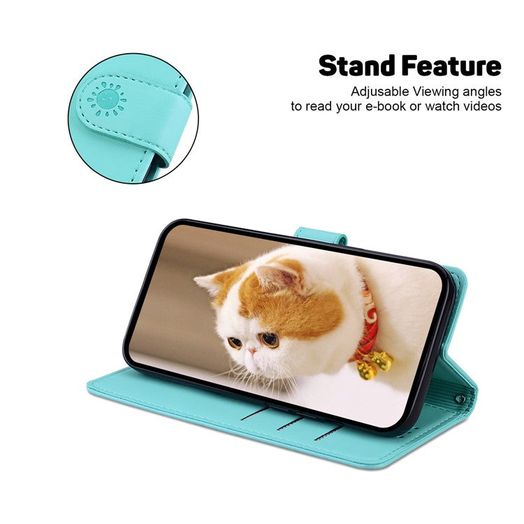 For Motorola Edge 50 Neo 5G / Moto S50 5G / Thinkphone 25 5G Case RFID Blocking Kitten Pattern TPU+PU Leather Phone Cover - Green