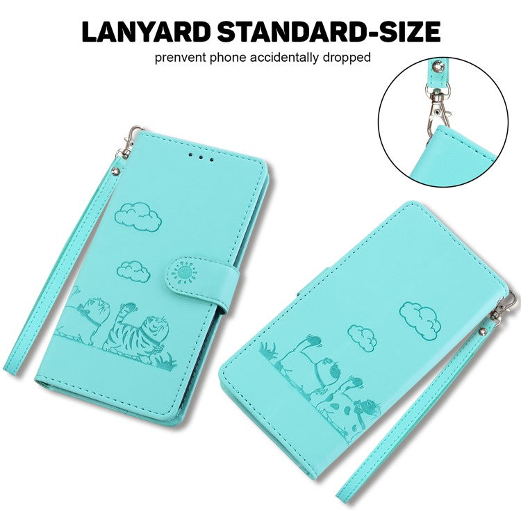 For Motorola Edge 50 Neo 5G / Moto S50 5G / Thinkphone 25 5G Case RFID Blocking Kitten Pattern TPU+PU Leather Phone Cover - Green