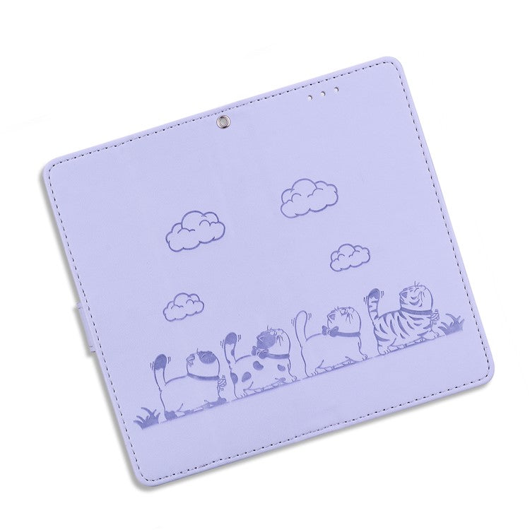 For Motorola Edge 50 Neo 5G / Moto S50 5G / Thinkphone 25 5G Case RFID Blocking Kitten Pattern TPU+PU Leather Phone Cover - Purple