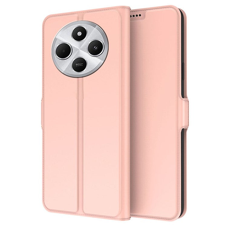 For Xiaomi Poco C75 4G / Redmi 14R 5G / 14C 4G Case Shockproof TPU Inner Shell Leather Phone Cover Card Slot - Rose Gold