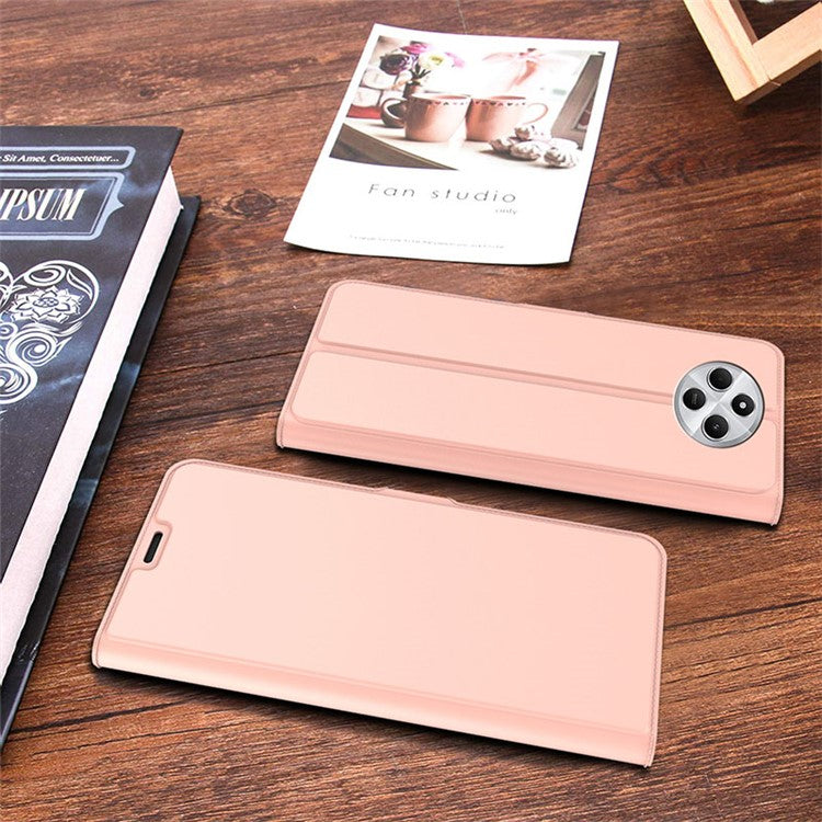 For Xiaomi Poco C75 4G / Redmi 14R 5G / 14C 4G Case Shockproof TPU Inner Shell Leather Phone Cover Card Slot - Rose Gold