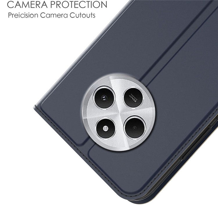For Xiaomi Poco C75 4G / Redmi 14R 5G / 14C 4G Case PU Leather Phone Cover with Card Holder Stand Magnetic Closure - Blue