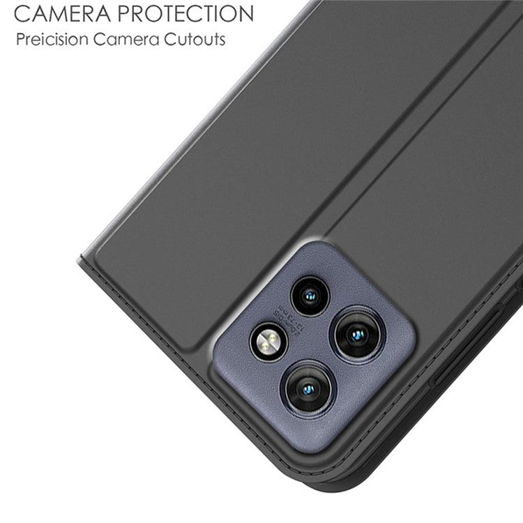 For Motorola Edge 50 Neo 5G / Moto S50 5G / Thinkphone 25 5G Case PU Leather Phone Cover with Card Holder Stand Magnetic Closure - Black