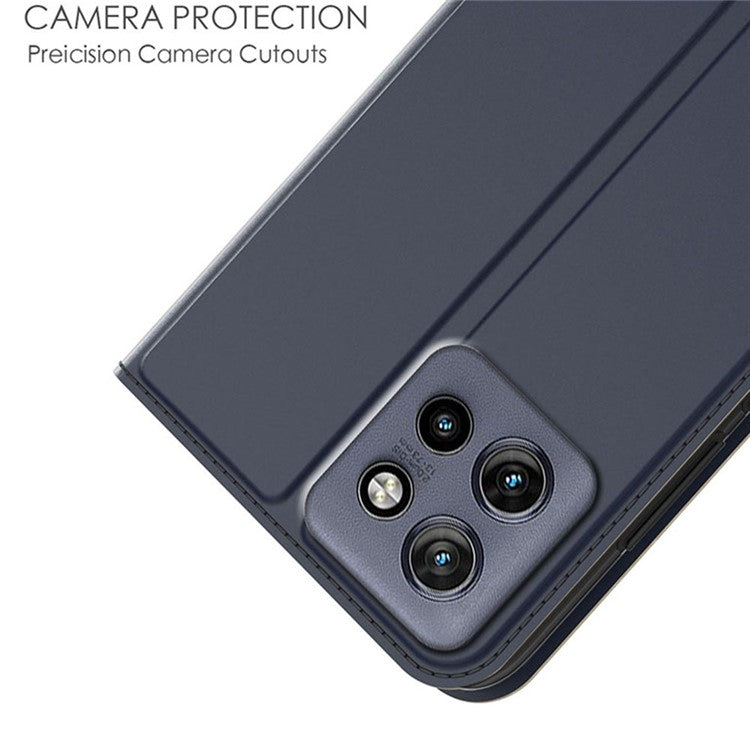 For Motorola Edge 50 Neo 5G / Moto S50 5G / Thinkphone 25 5G Case PU Leather Phone Cover with Card Holder Stand Magnetic Closure - Blue