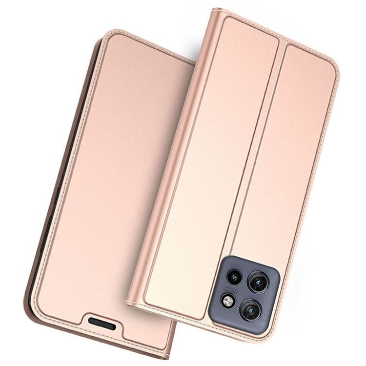 For Motorola Edge 50 Neo 5G / Moto S50 5G / Thinkphone 25 5G Case PU Leather Phone Cover with Card Holder Stand Magnetic Closure - Rose Gold