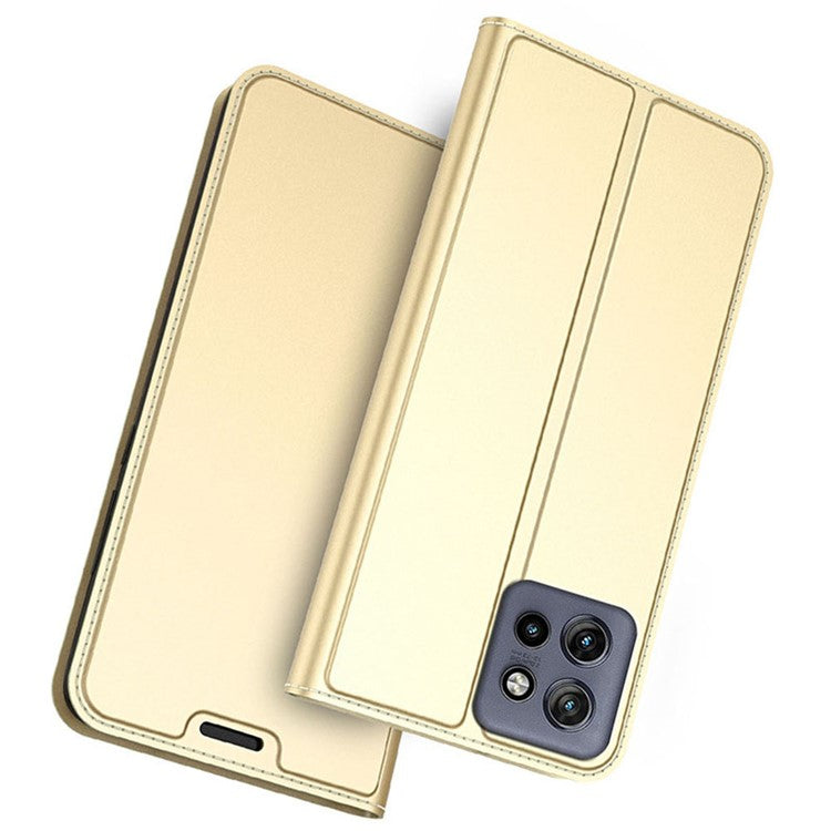 For Motorola Edge 50 Neo 5G / Moto S50 5G / Thinkphone 25 5G Case PU Leather Phone Cover with Card Holder Stand Magnetic Closure - Gold