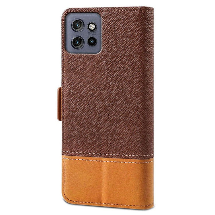 For Motorola Edge 50 Neo 5G / Moto S50 5G / Thinkphone 25 5G Case Color Splicing PU Leather Wallet Phone Cover - Brown