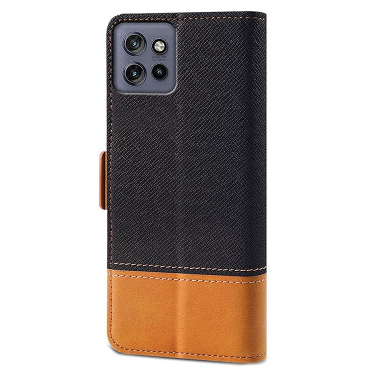 For Motorola Edge 50 Neo 5G / Moto S50 5G / Thinkphone 25 5G Case Color Splicing PU Leather Wallet Phone Cover - Black