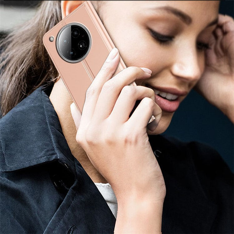 For Infinix Zero 40 4G Case PU Leather Phone Cover with Card Holder Stand Magnetic Closure - Rose Gold