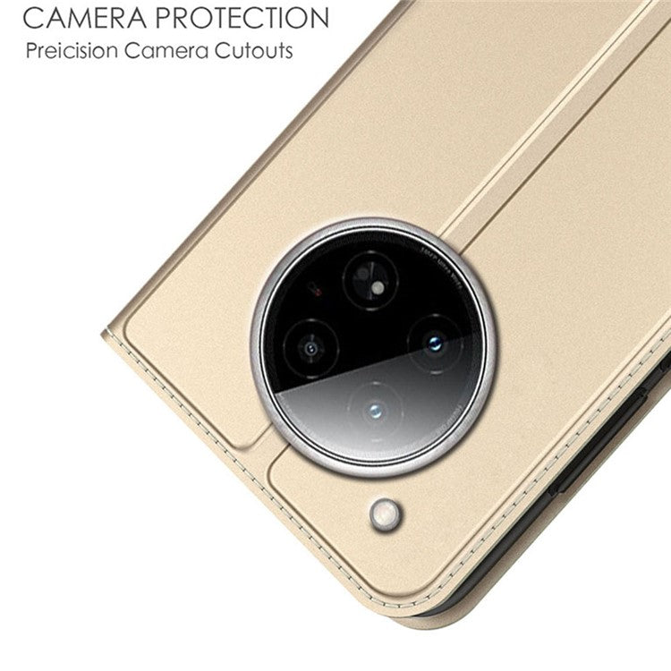 For Infinix Zero 40 4G Case PU Leather Phone Cover with Card Holder Stand Magnetic Closure - Gold