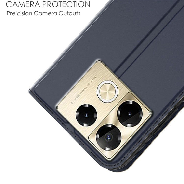 For Infinix Note 40 Pro+ Case PU Leather Phone Cover with Card Holder Stand Magnetic Closure - Blue