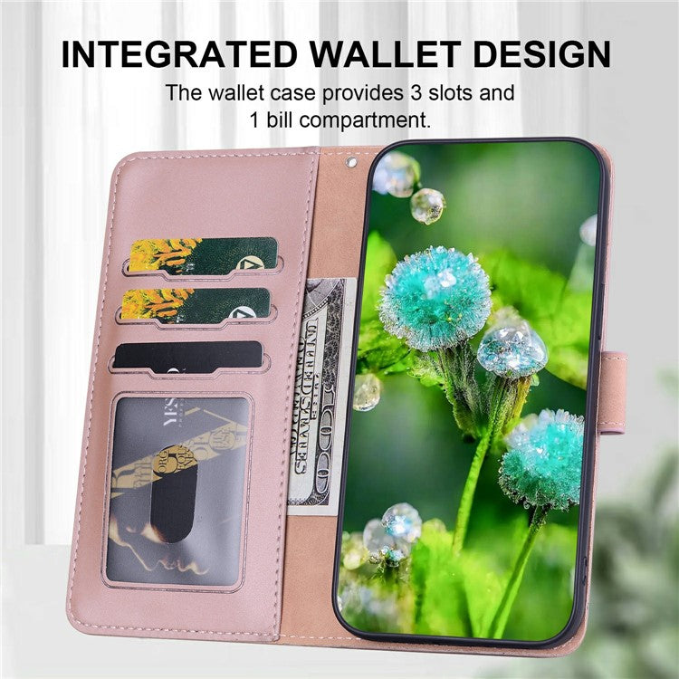 For Xiaomi Poco C75 4G / Redmi 14R 5G / 14C 4G Case Cat Dandelion Imprint PU Leather Wallet Phone Cover with Strap - Pink
