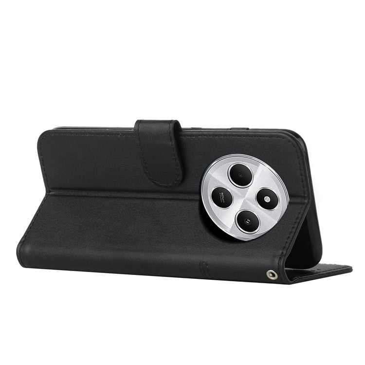 For Xiaomi Poco C75 4G / Redmi 14R 5G / 14C 4G Case Stand Flip Protective Leather Phone Cover - Black