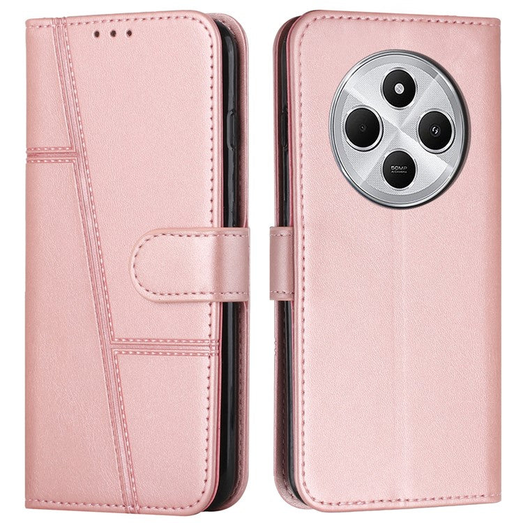 For Xiaomi Poco C75 4G / Redmi 14R 5G / 14C 4G Case Stand Flip Protective Leather Phone Cover - Rose Gold