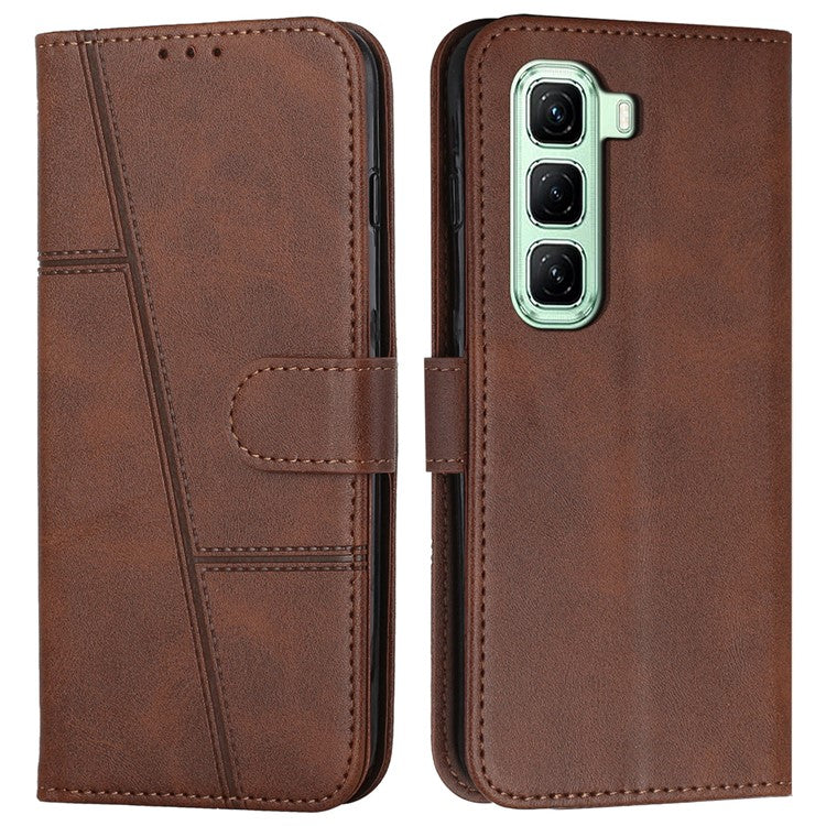 For Infinix Hot 50 4G Case Stand Flip Protective Leather Phone Cover - Brown