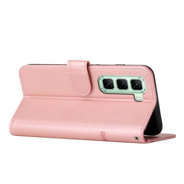 For Infinix Hot 50 4G Case Stand Flip Protective Leather Phone Cover - Rose Gold