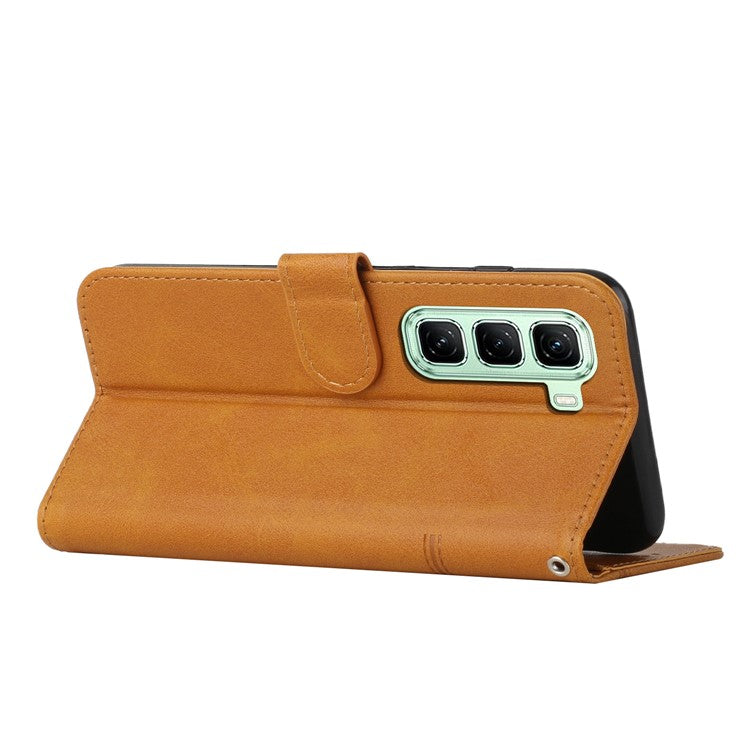 For Infinix Hot 50 4G Case Stand Flip Protective Leather Phone Cover - Yellow