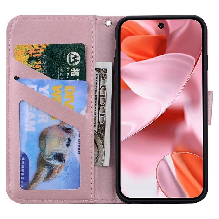 For Google Pixel 9 / 9 Pro Case Cartoon Pattern Wallet Leather Phone Cover - Pink