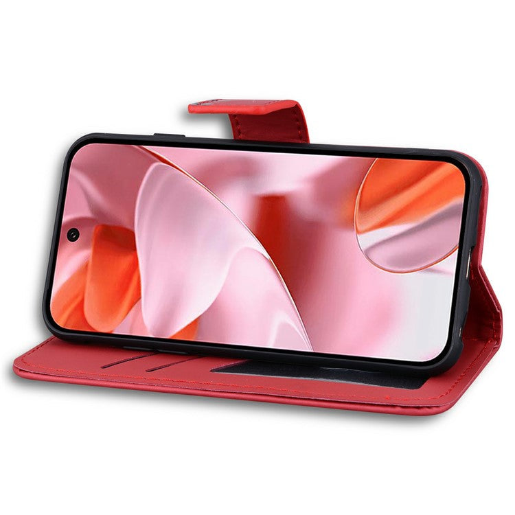 For Google Pixel 9 / 9 Pro Case Cartoon Pattern Wallet Leather Phone Cover - Red