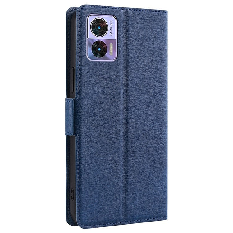 For Motorola Edge 30 Neo 5G Shockproof Phone Case Foldable Stand Card Holder PU Leather Dual Magnetic Clasp Scratch-resistant Cell Phone Cover - Blue