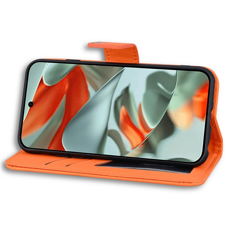 For Google Pixel 9 Pro XL Case Cartoon Pattern Wallet Leather Phone Cover - Orange