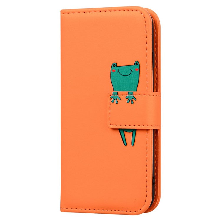 For Google Pixel 9 Pro XL Case Cartoon Pattern Wallet Leather Phone Cover - Orange