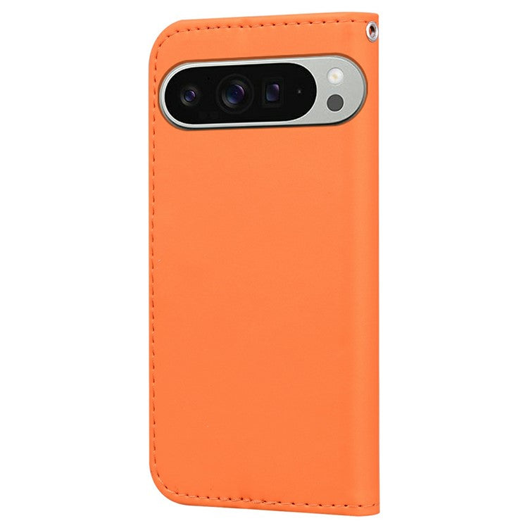 For Google Pixel 9 Pro XL Case Cartoon Pattern Wallet Leather Phone Cover - Orange