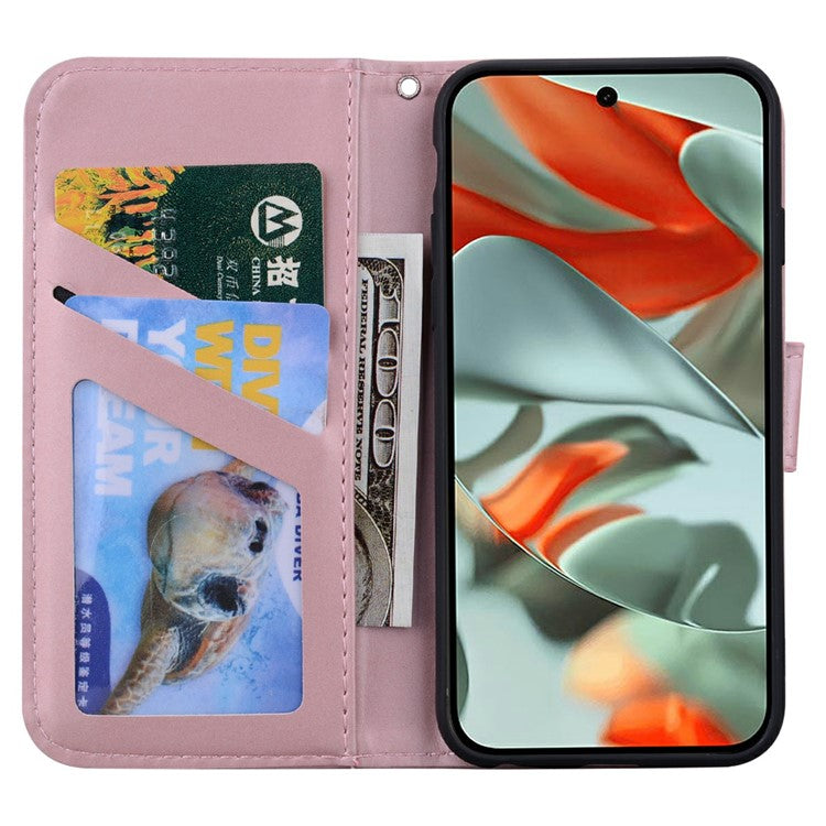 For Google Pixel 9 Pro XL Case Cartoon Pattern Wallet Leather Phone Cover - Pink