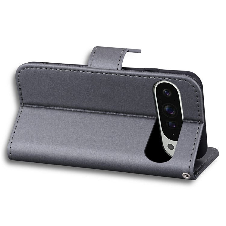 For Google Pixel 9 Pro XL Case Cartoon Pattern Wallet Leather Phone Cover - Grey